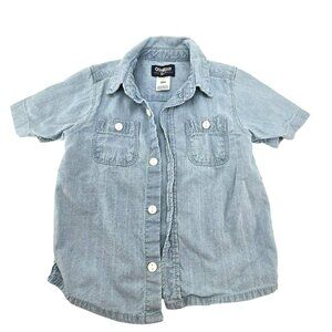 OshKosh Bgosh Shirt Baby Toddler Light Blue Short Sleeve Denim 18M jj3718